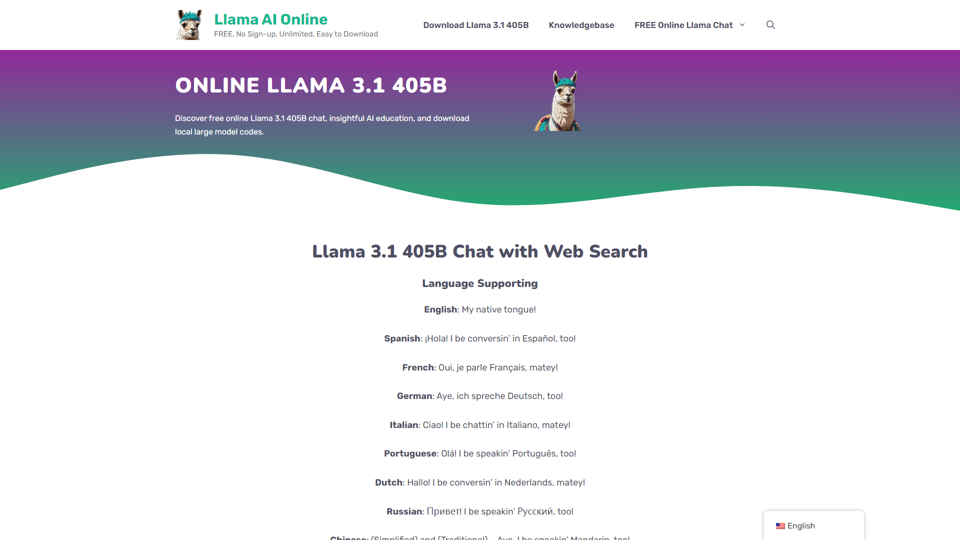 Free Llama 3.1 405B Chat - Llama AI Online | Unlimited