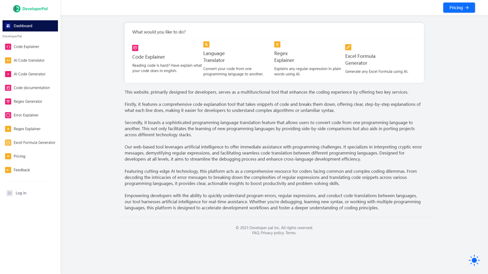 Code Explainer, AI Code explainer, AI Code translator, code translator, python code explainer, 
 java code explainer, Translation, The Ultimate Coding Companion - DeveloperPal