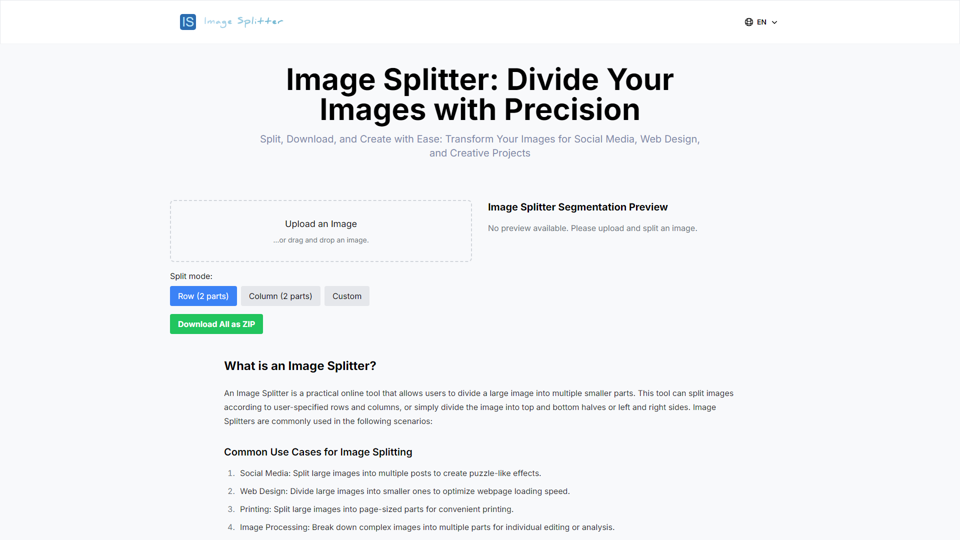 Effortless Image Splitting Tool for Creative Projects