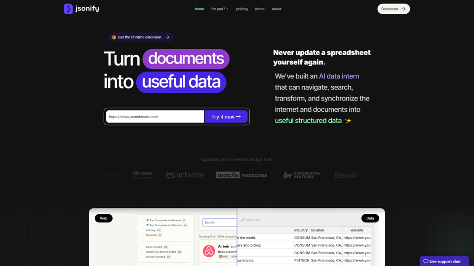 Jsonify | Never update a spreadsheet yourself again ✨