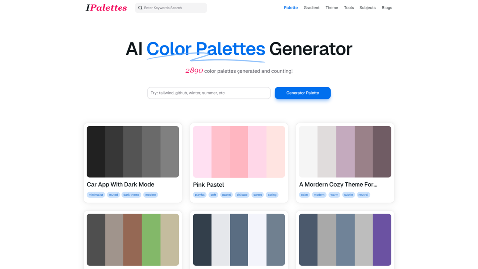 AI Color Palettes Generator - IPalettes