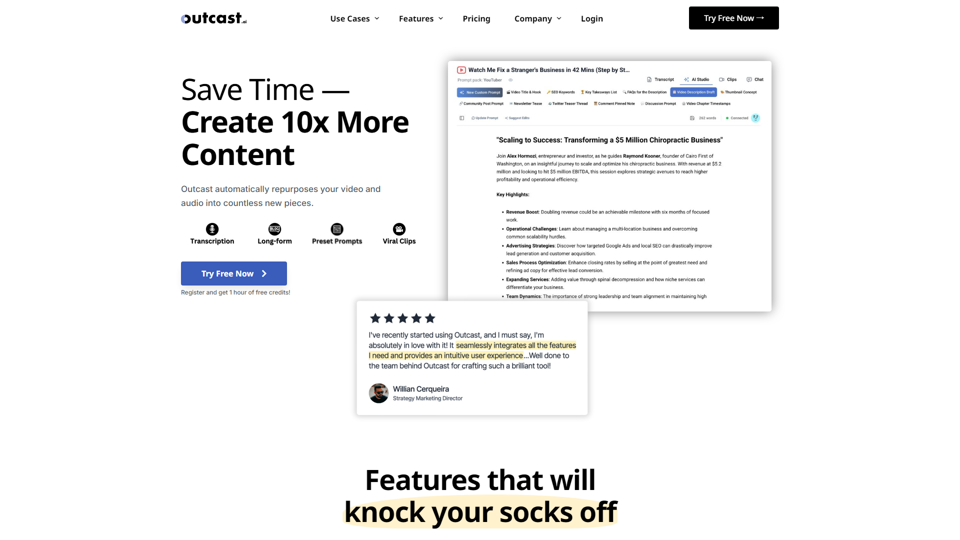 Save Time & Create 10x More Content with Outcast AI