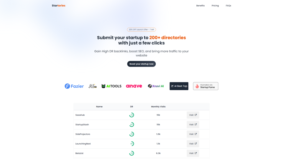 Directories submission for startups | saas | AI business | website